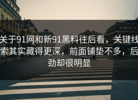 关于91网和新91黑料往后看，关键线索其实藏得更深，前面铺垫不多，后劲却很明显