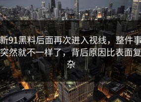 新91黑料后面再次进入视线，整件事突然就不一样了，背后原因比表面复杂