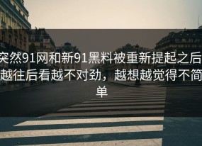 突然91网和新91黑料被重新提起之后，越往后看越不对劲，越想越觉得不简单