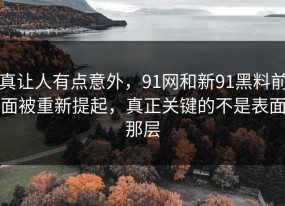 真让人有点意外，91网和新91黑料前面被重新提起，真正关键的不是表面那层