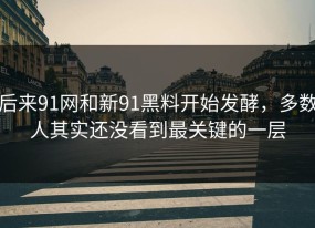 后来91网和新91黑料开始发酵，多数人其实还没看到最关键的一层