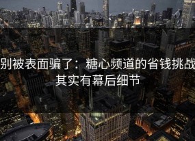 别被表面骗了：糖心频道的省钱挑战其实有幕后细节