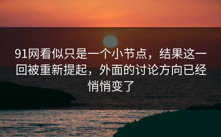 91网看似只是一个小节点，结果这一回被重新提起，外面的讨论方向已经悄悄变了
