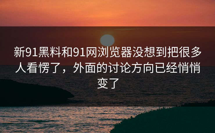 新91黑料和91网浏览器没想到把很多人看愣了，外面的讨论方向已经悄悄变了