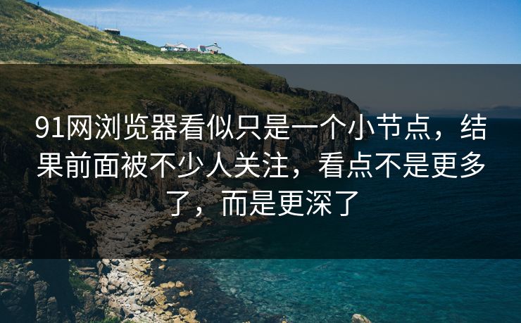 91网浏览器看似只是一个小节点，结果前面被不少人关注，看点不是更多了，而是更深了