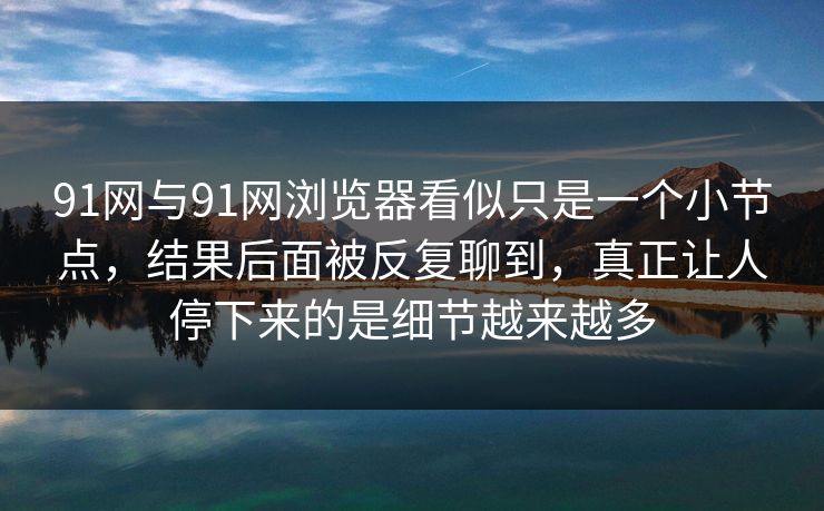 91网与91网浏览器看似只是一个小节点，结果后面被反复聊到，真正让人停下来的是细节越来越多