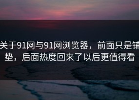 关于91网与91网浏览器，前面只是铺垫，后面热度回来了以后更值得看
