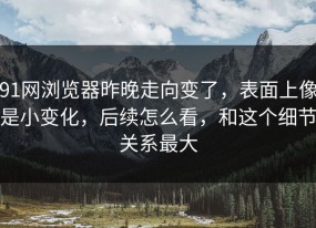 91网浏览器昨晚走向变了，表面上像是小变化，后续怎么看，和这个细节关系最大