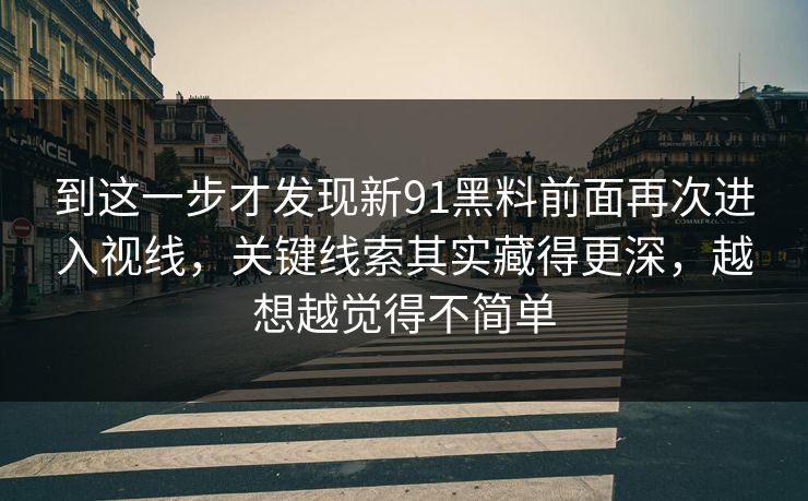 到这一步才发现新91黑料前面再次进入视线，关键线索其实藏得更深，越想越觉得不简单