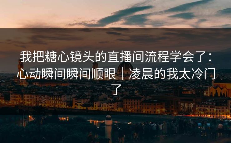 我把糖心镜头的直播间流程学会了：心动瞬间瞬间顺眼｜凌晨的我太冷门了